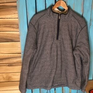 Orvis fleece lined quarter zip pullover sweater size large gray polyester